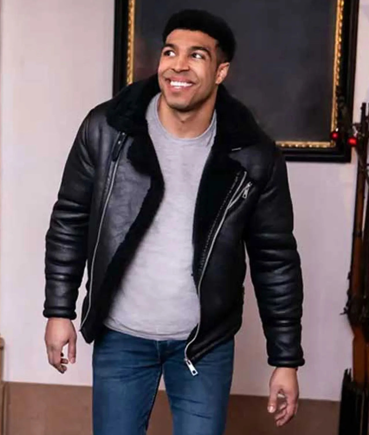 12 Dates of Christmas Chad Savage Shearling Leather Jacket 12 Dates of Christmas Chad Savage Shearling Leather Jacket Max Jackets