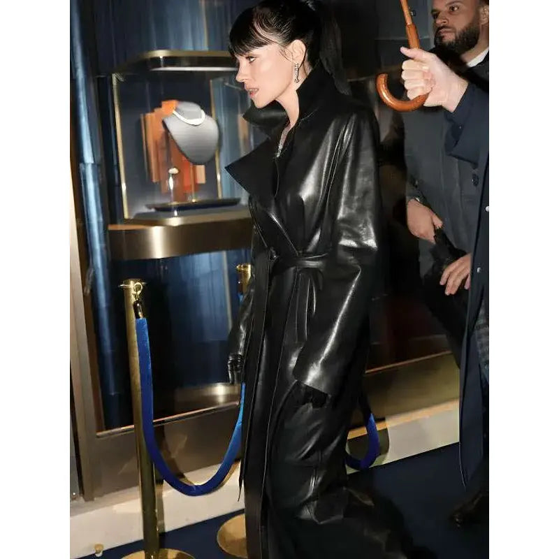 PFW 2026 Lily Allen Black Leather Coat