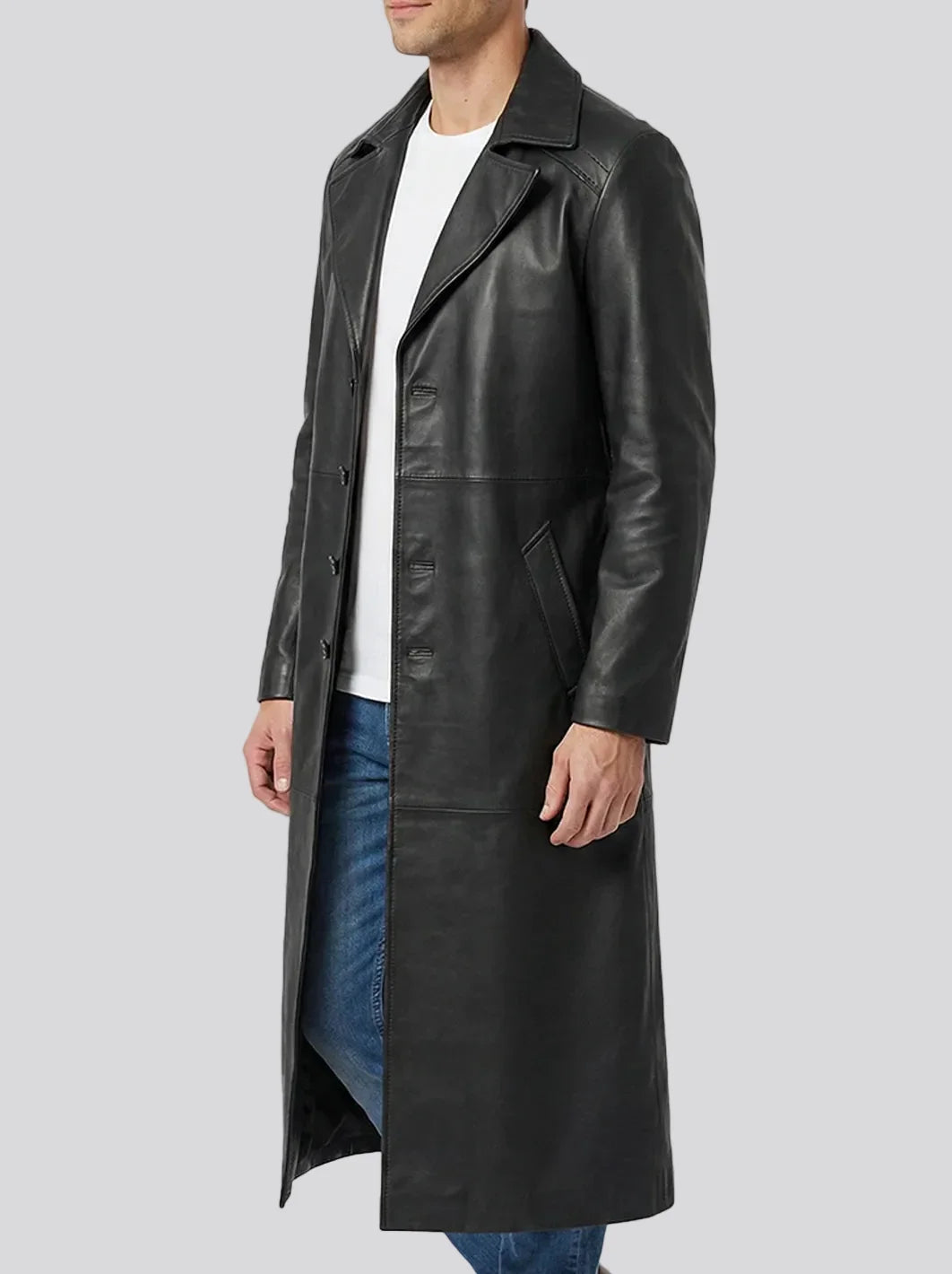 Men's Black Leather Coat