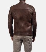 Men’s Brown Leather Jacket With Band Collar Men’s Brown Leather Jacket With Band Collar Max Jackets