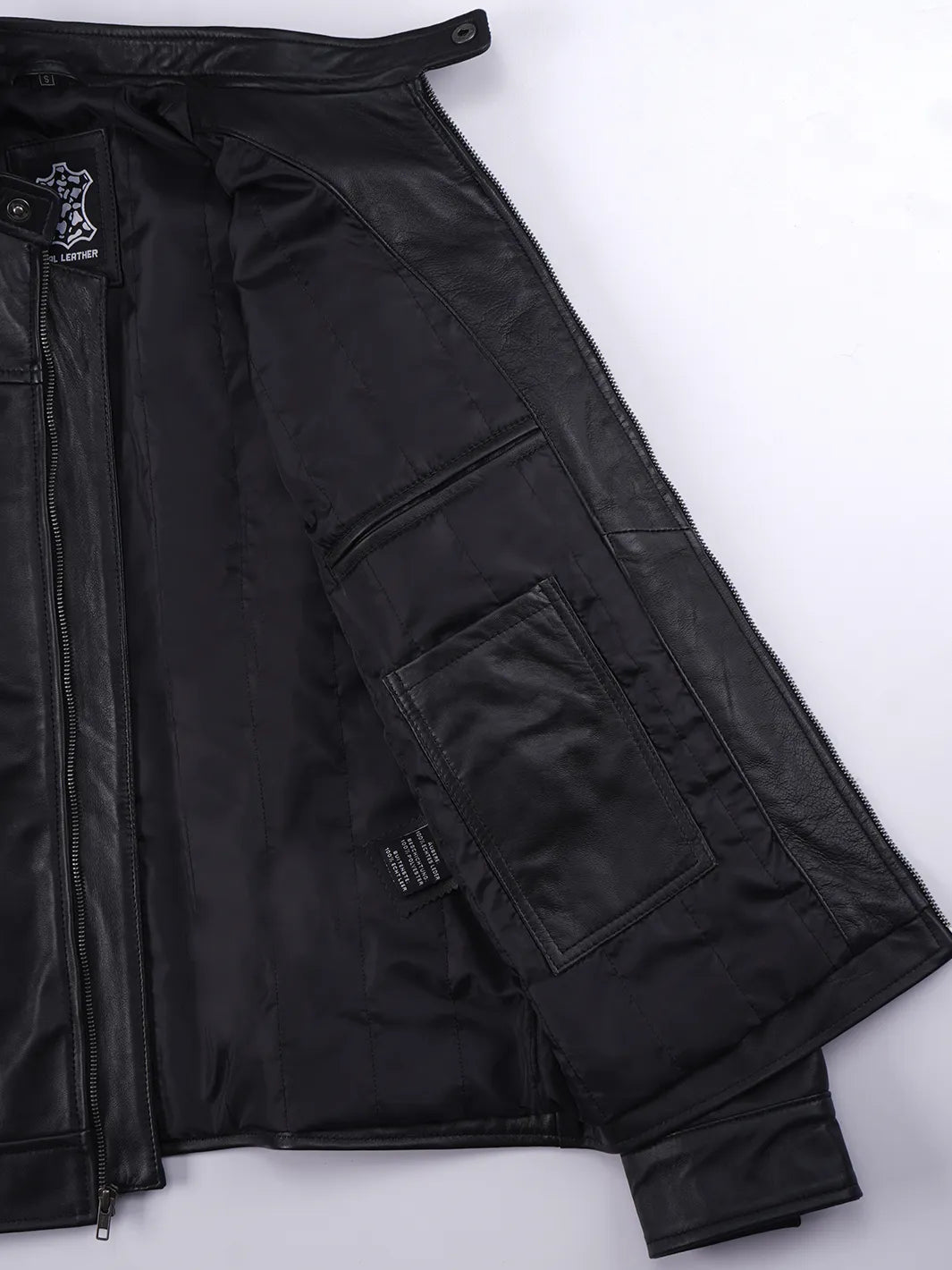 Bickford Mens Black Cafe Racer Style Real Leather Jacket