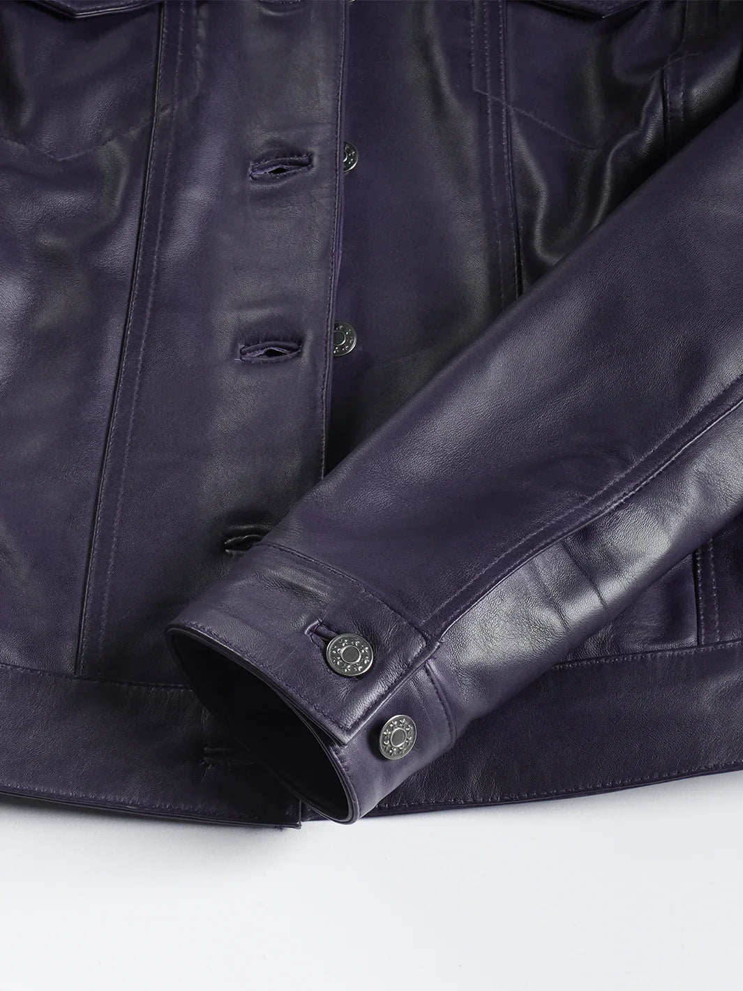 Women's Purple Leather Trucker Jacket