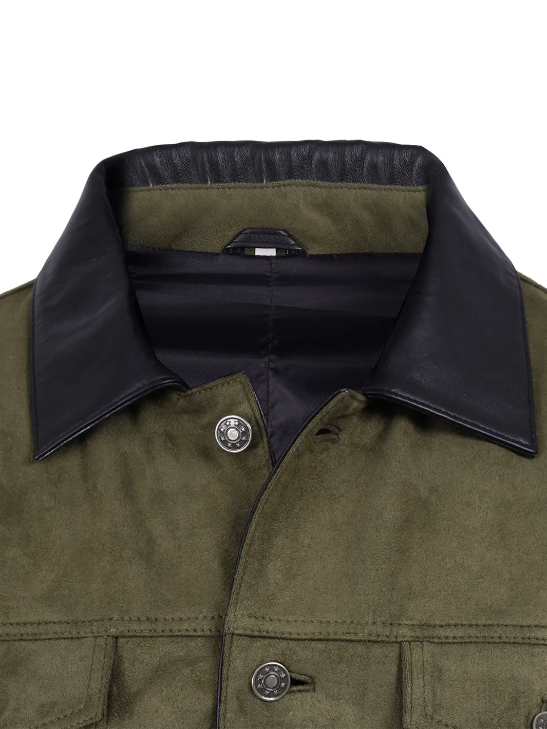 Men's Olive Green Faux Suede Trucker Jacket
