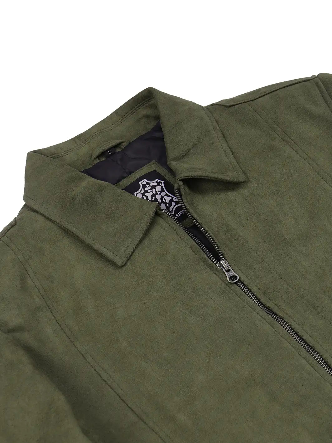 Men's Olive Green Brown Faux Suede Harrington Jacket