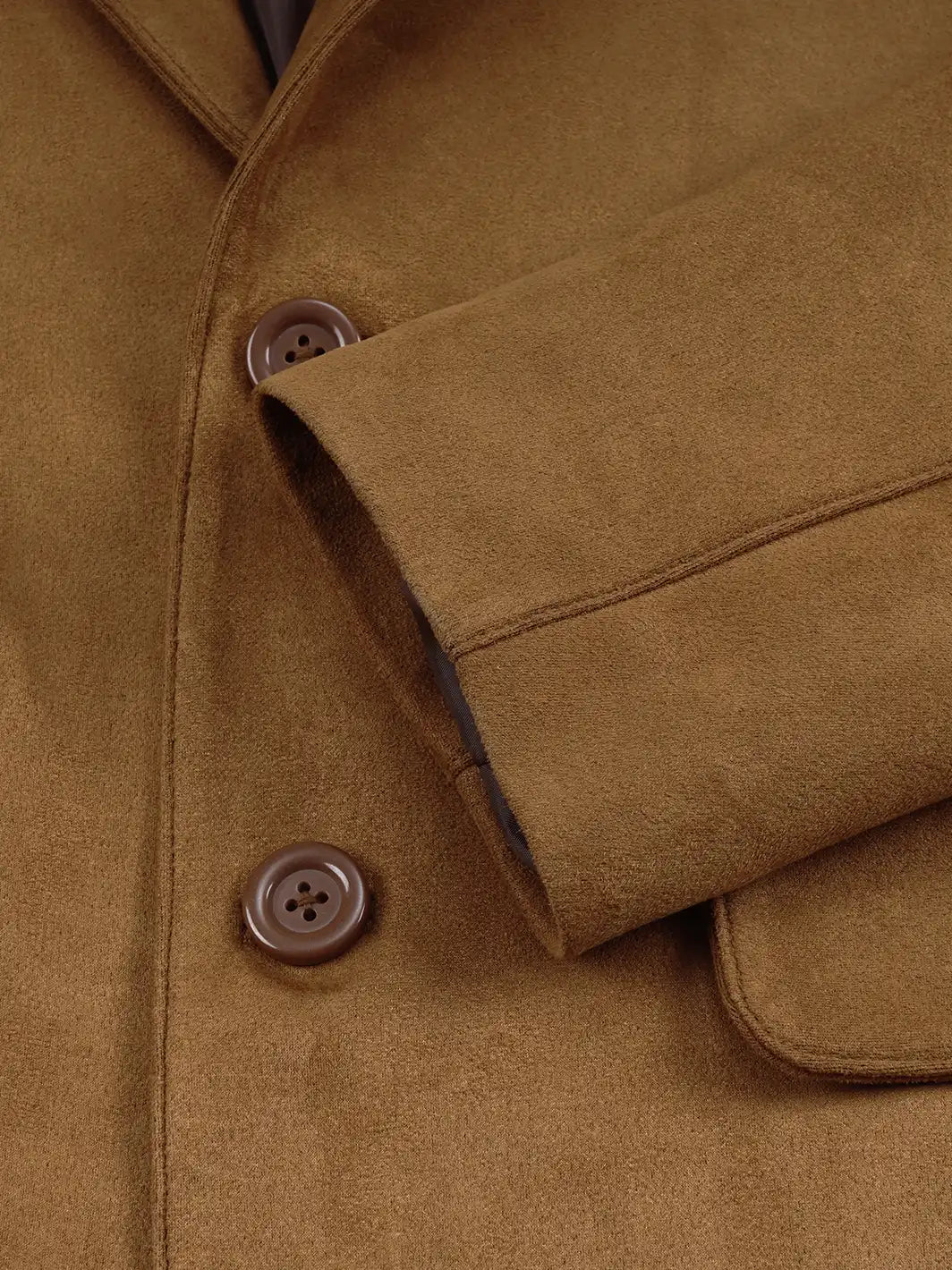Men's Light Brown Faux Suede Blazer — 2-Button Notch Lapel