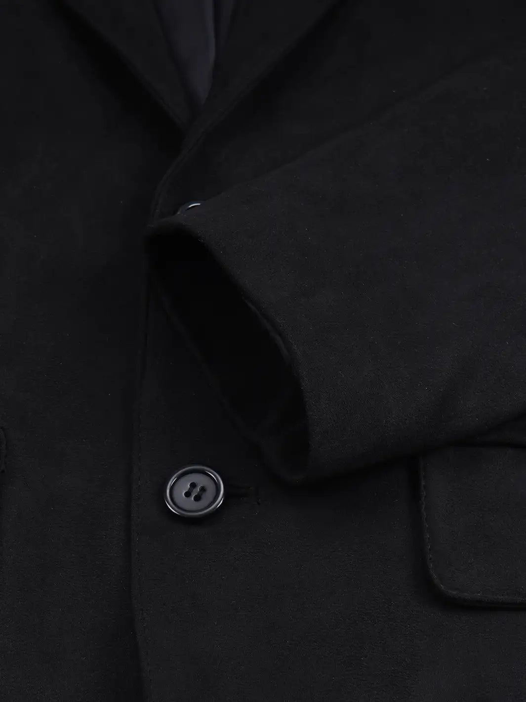 Men's Black Faux Suede Blazer — 2-Button Notch Lapel