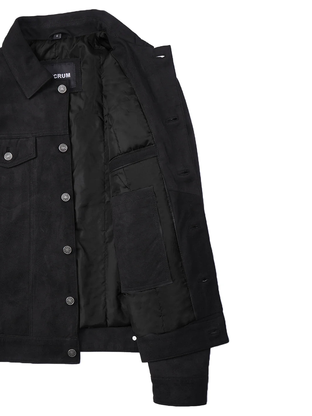 Men's Black Faux Suede Trucker Jacket