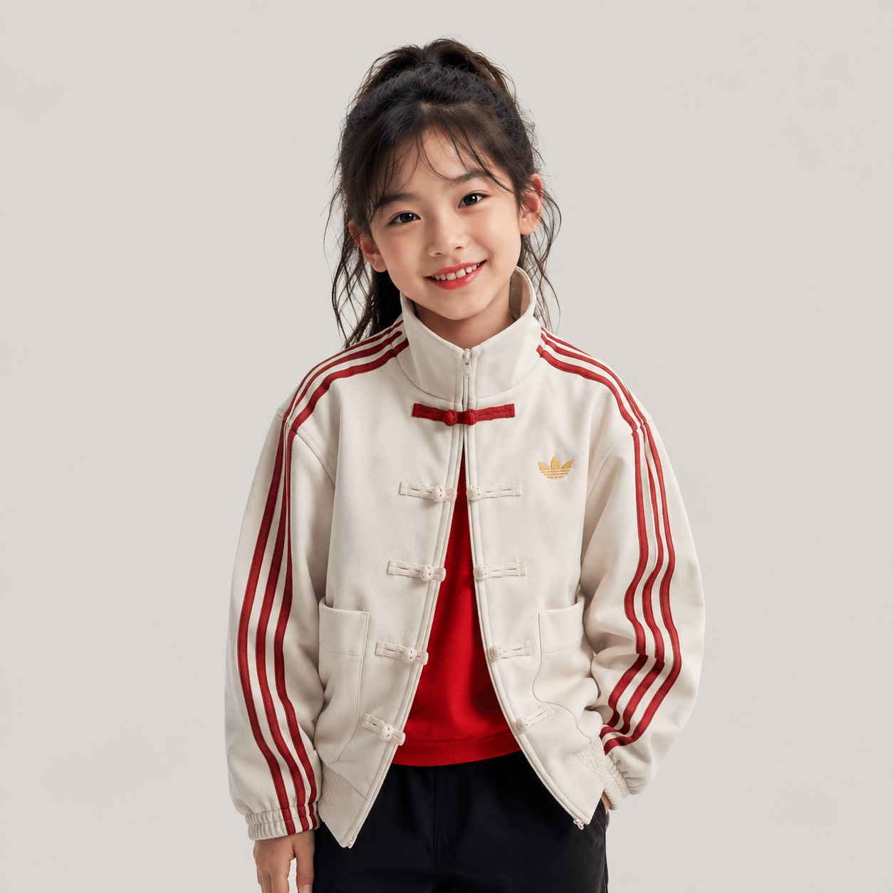 Adidas Junior Kids Chinese New Year Style Oversized Knit Jacket