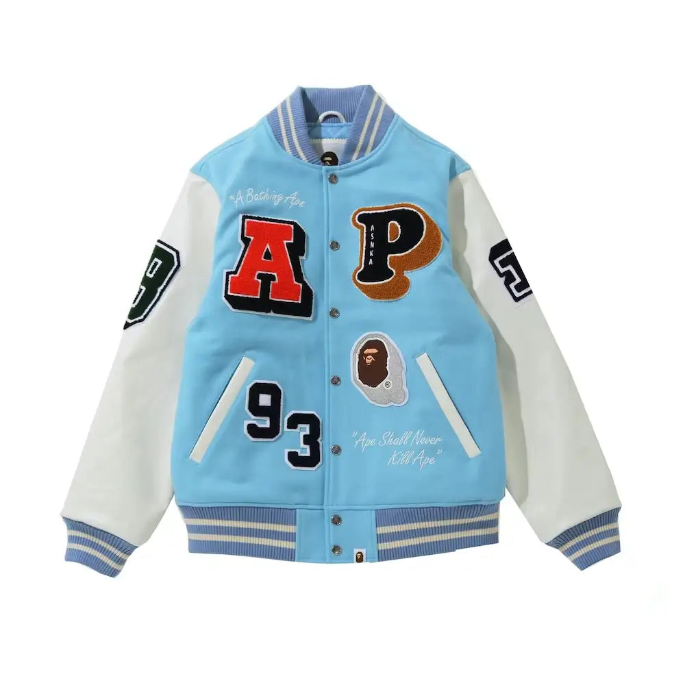 BAPE Crazy Patch Varsity Jacket BAPE Crazy Patch Varsity Jacket Max Jackets