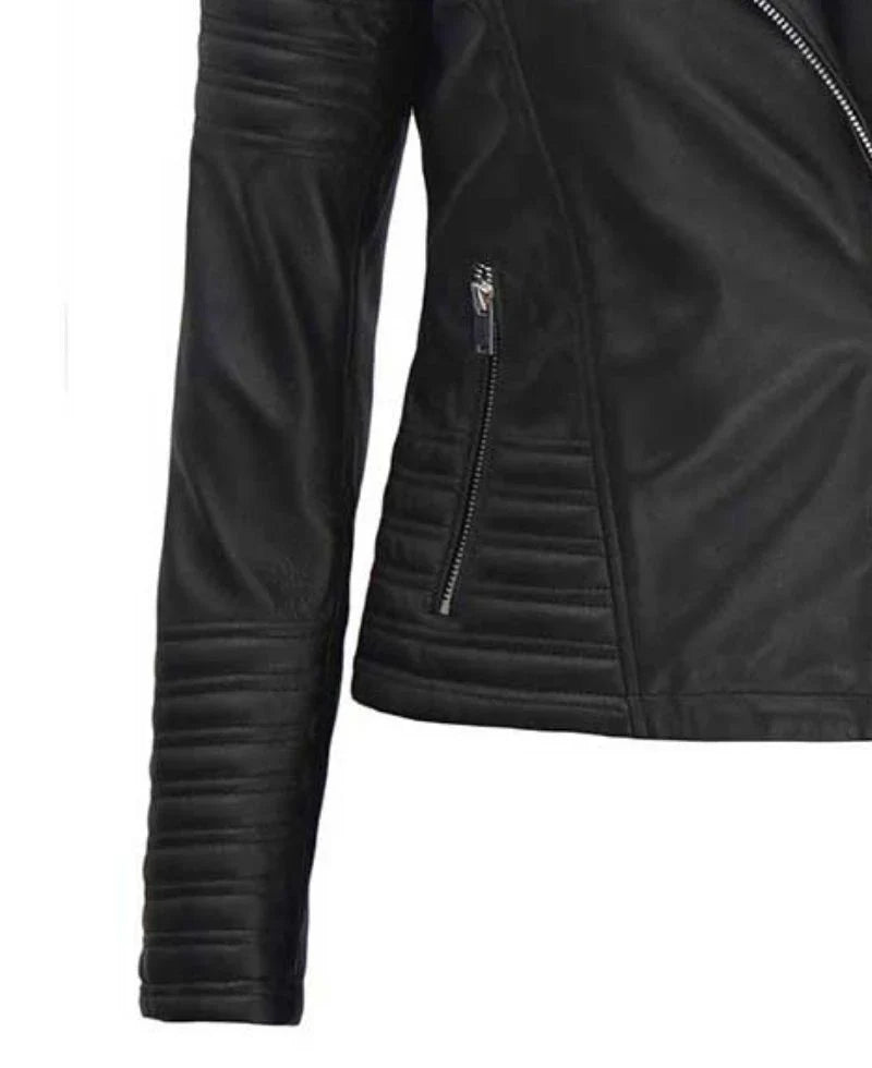 Women's Real Leather Black Asymmetrical Biker Style Jacket