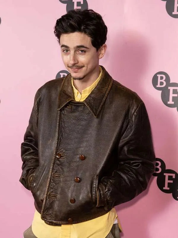 Timothee Chalamet BFI Brown Leather Jacket Max Jackets