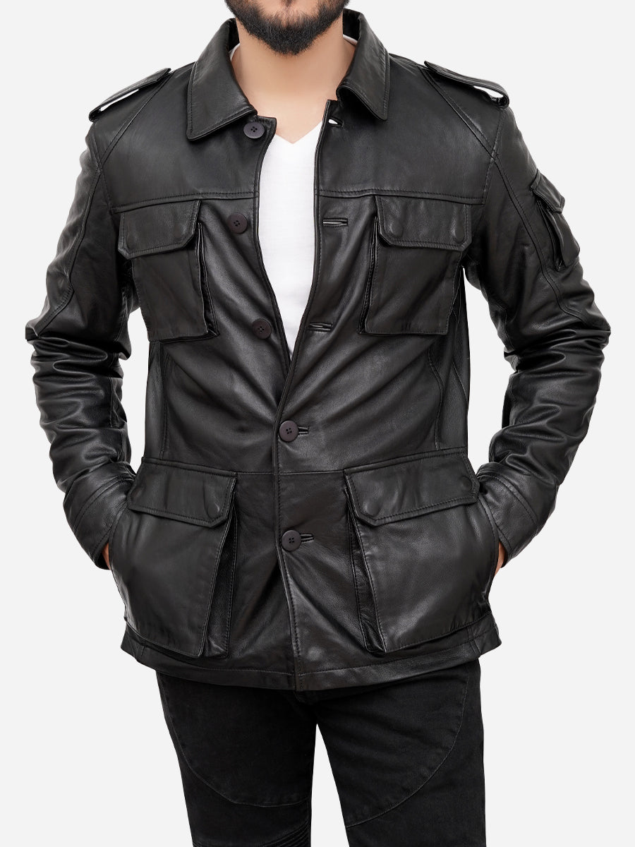 Jasiel Classic Sheepskin Vintage Black Leather Jacket Jasiel Classic Sheepskin Vintage Black Leather Jacket Max Jackets