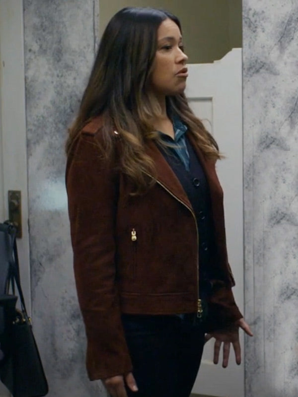 Not Dead Yet S02 Nell Serrano Brown Suede Leather Jacket Max Jackets