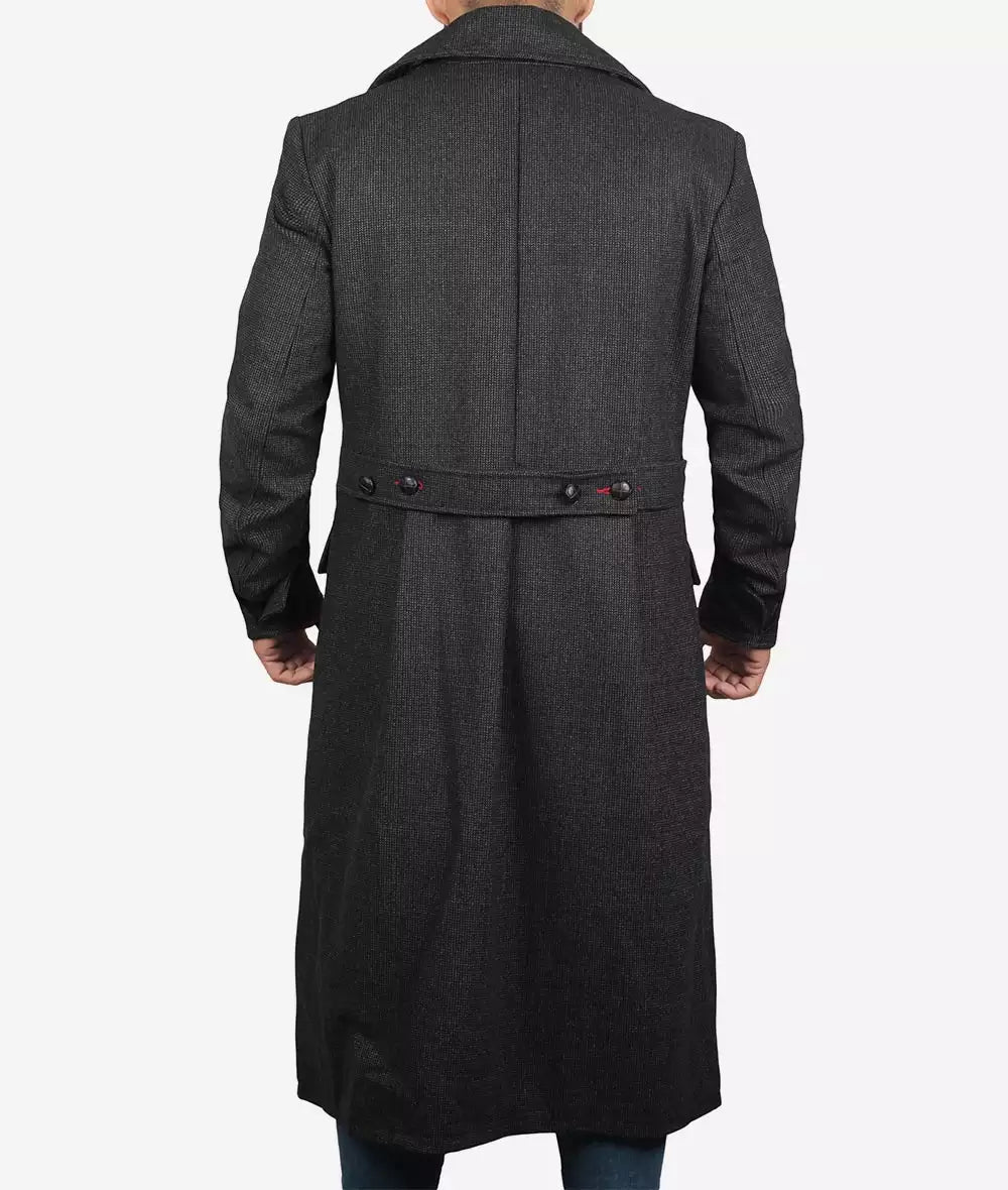 Men's Double-Breasted Detective Gray Wool Coat