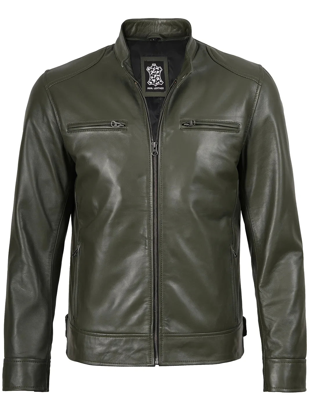 Dodge Men’s Green Leather Jacket | Biker Style