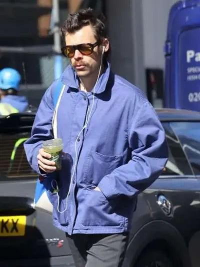 Harry Styles London 2025 Blue Cotton Jacket Harry Styles London 2025 Blue Cotton Jacket Max Jackets