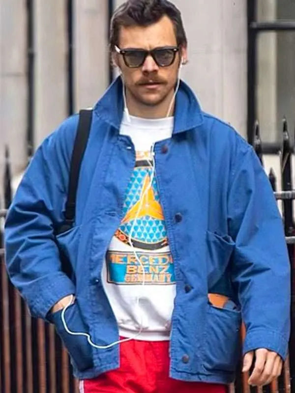 Harry Styles London 2025 Blue Cotton Jacket Harry Styles London 2025 Blue Cotton Jacket Max Jackets