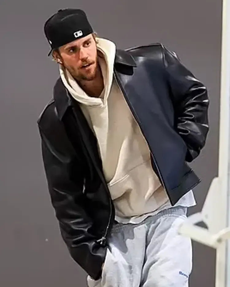 Justin Bieber Coachella 2024 Louis Vuitton Black Leather Jacket Justin Bieber Coachella 2024 Louis Vuitton Black Leather Jacket Max Jackets