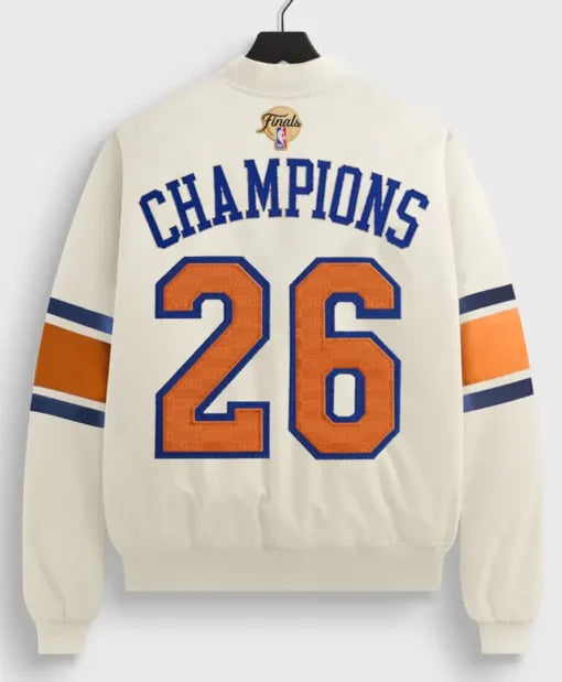 Kith x New York Knicks 26 Champions White Satin Jacket