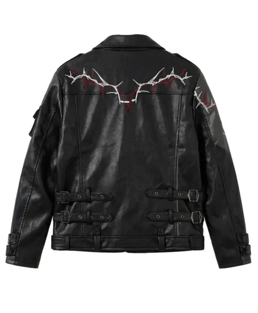Love and Deepspace Black Leather Biker Costume Jacket