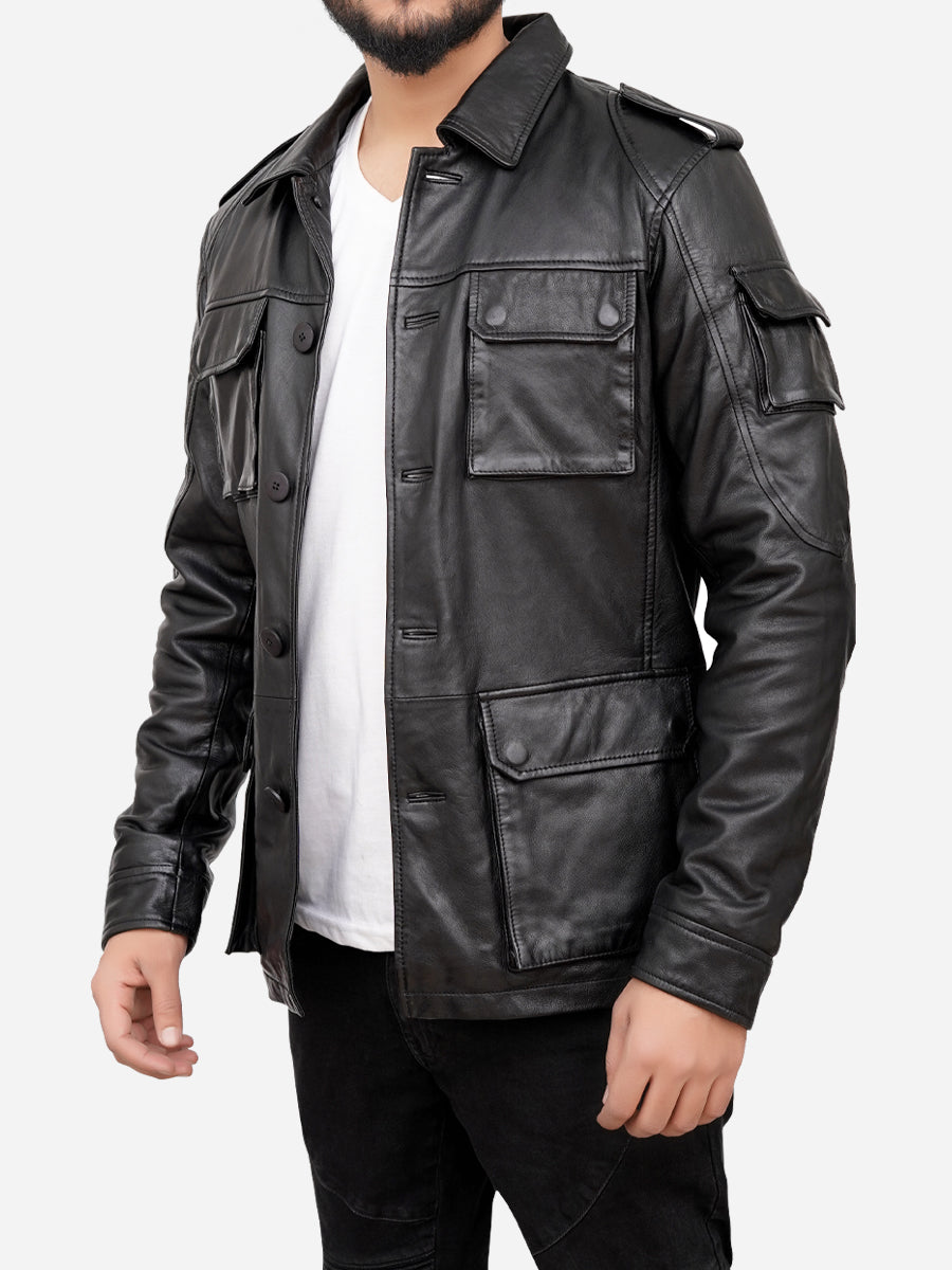 Jasiel Classic Sheepskin Vintage Black Leather Jacket Jasiel Classic Sheepskin Vintage Black Leather Jacket Max Jackets