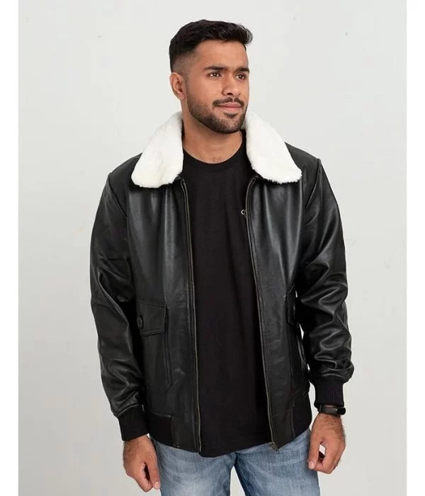 Men’s B3 Bomber Faux Fur Aviator Real Leather Black Jacket Men’s B3 Bomber Faux Fur Aviator Real Leather Black Jacket Max Jackets