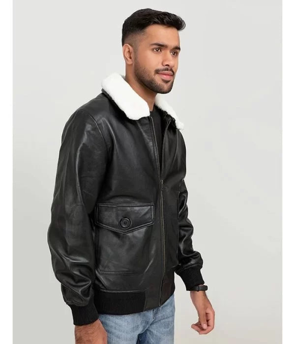 Men’s B3 Bomber Faux Fur Aviator Real Leather Black Jacket Men’s B3 Bomber Faux Fur Aviator Real Leather Black Jacket Max Jackets