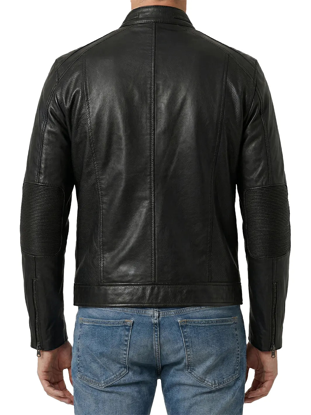 Men's Black Leather Cafe Racer Jacket