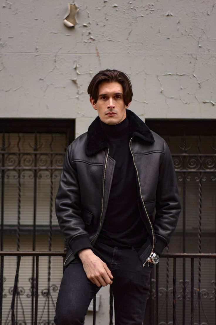 Men’s Black Shearling Aviator Motorcycle Jacket Men’s Black Shearling Aviator Motorcycle Jacket Max Jackets