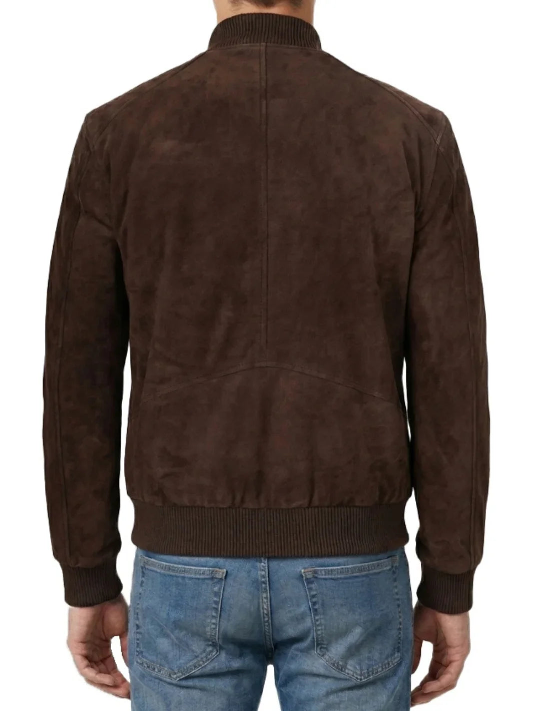 Men's Dark Brown Suede Bomber Jacket