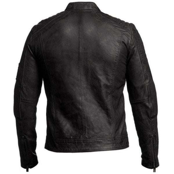 Mens Biker Vintage Distressed Cafe Racer Jacket Max Jackets