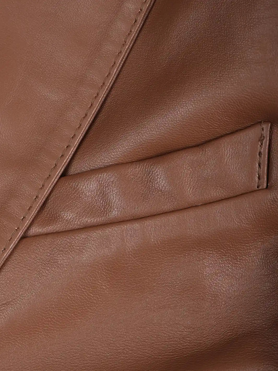 Men's Cognac Brown Leather Blazer