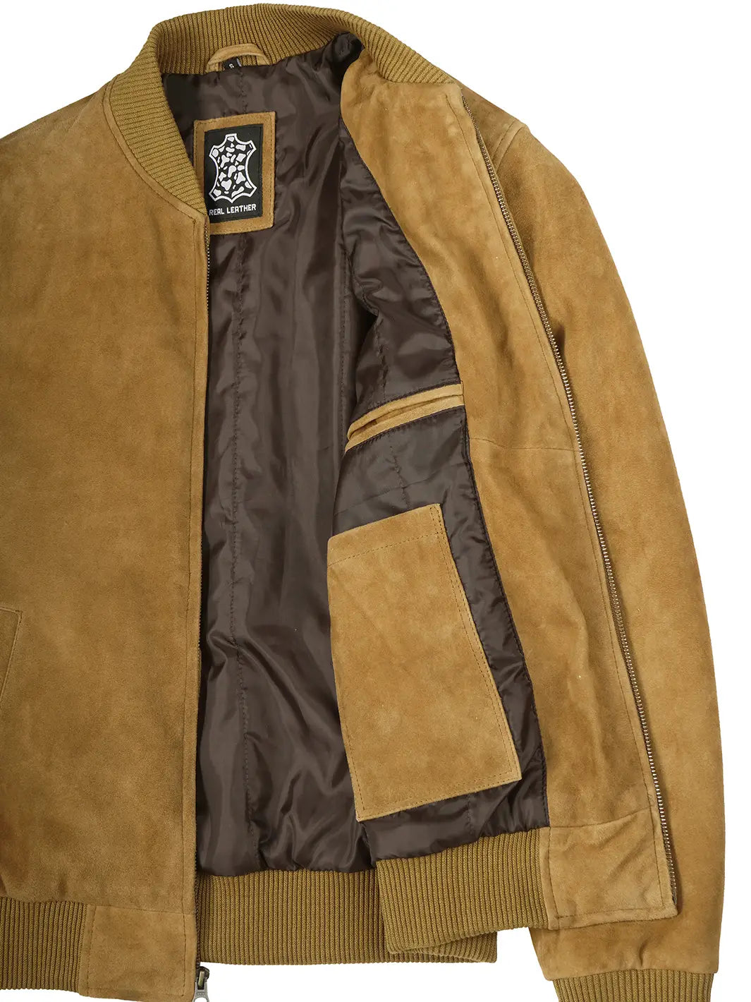Men's Brown Suede Bomber Jacket