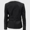 Natalie Shearling Leather Black Belted Biker Jacket Max Jackets