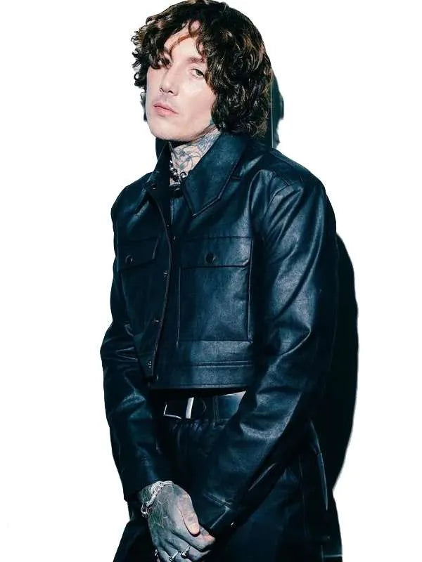 Oli Sykes BRIT Awards 2024 Black Leather Jacket Max Jackets