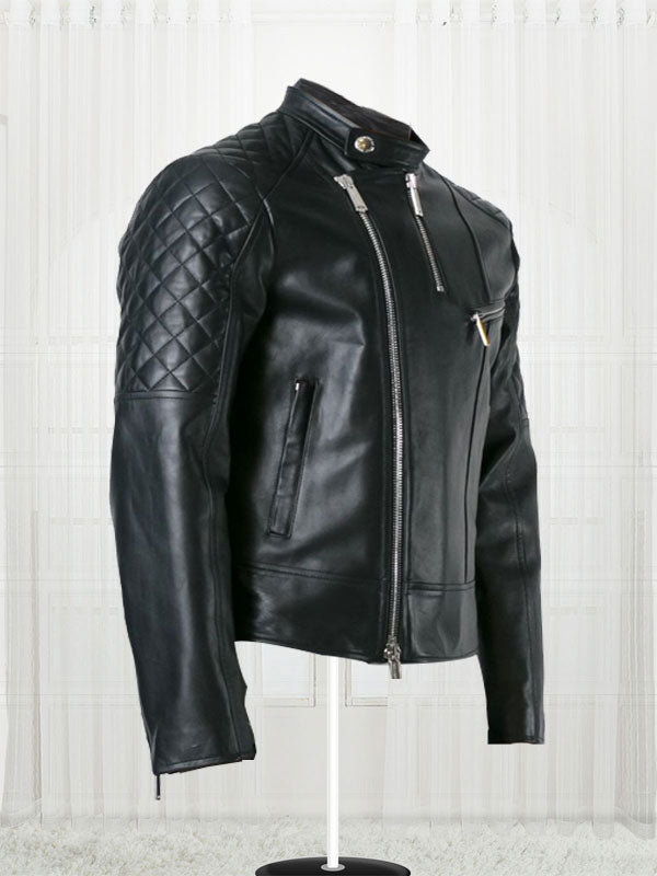 Quilt Sleeved Black Leather Jacket Quilt Sleeved Black Leather Jacket Max Jackets