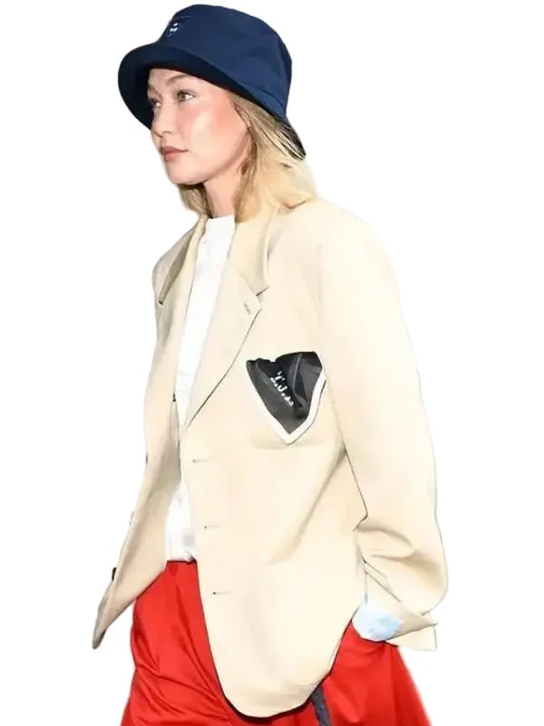 Re-created Tommy Hilfiger beige blazer with buttoned closure
