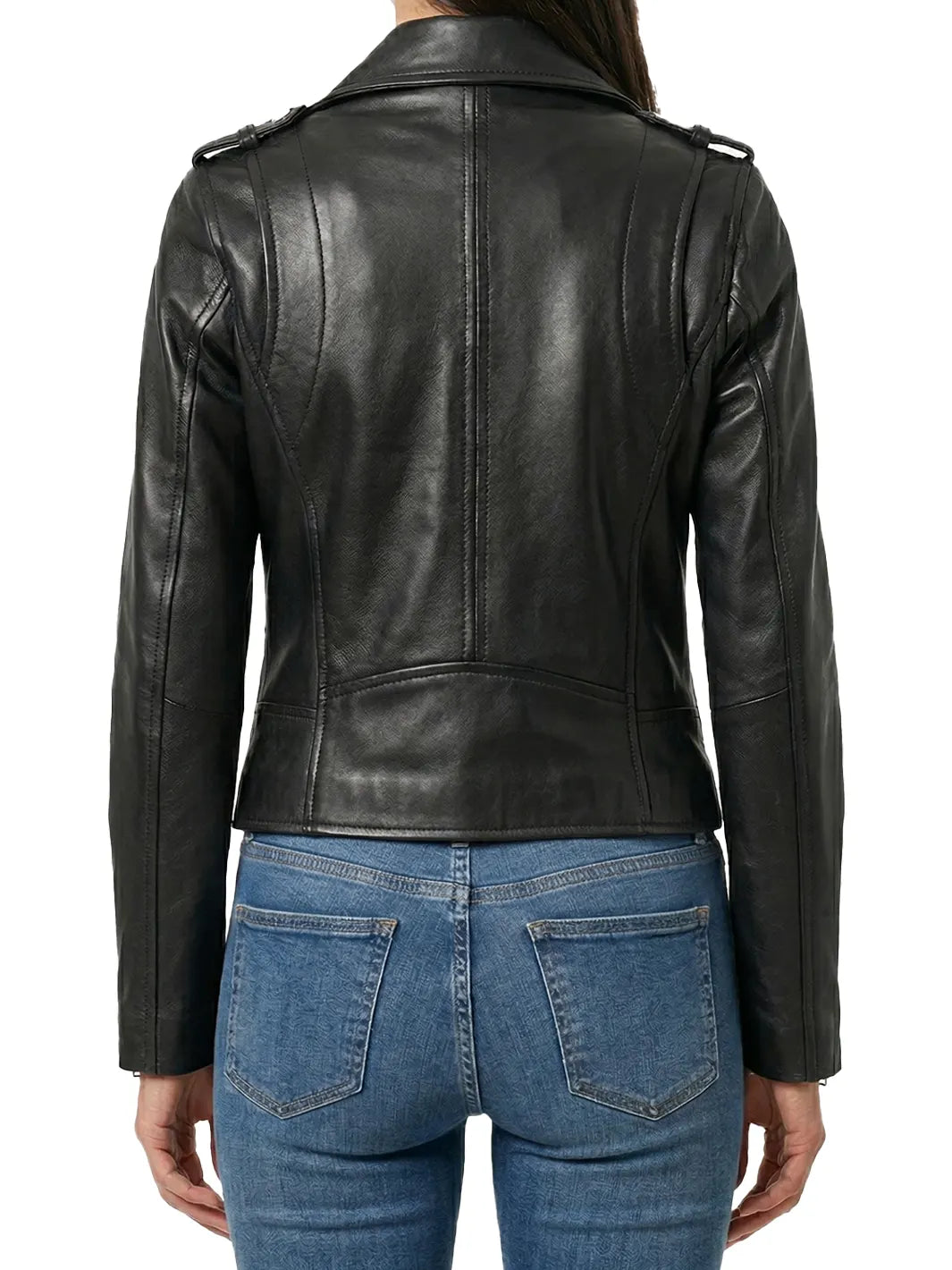 Kirsten Women's Black Asymmetrical Leather Jacket | Biker Style