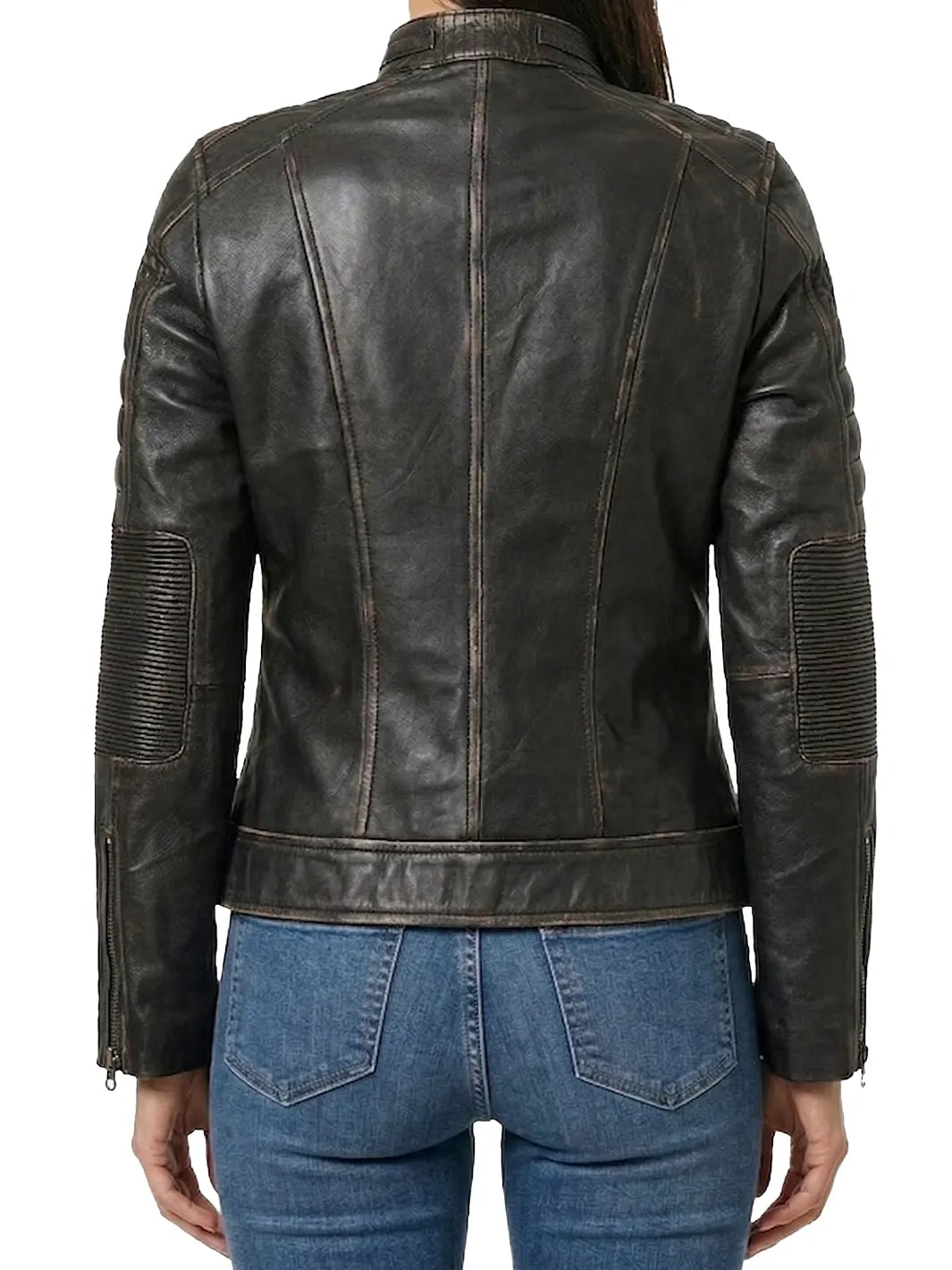 Women's Dark Brown Biker Style Leather Jacket