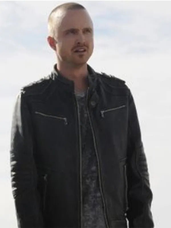 Blouson en cuir noir Breaking Bad d'Aaron Paul