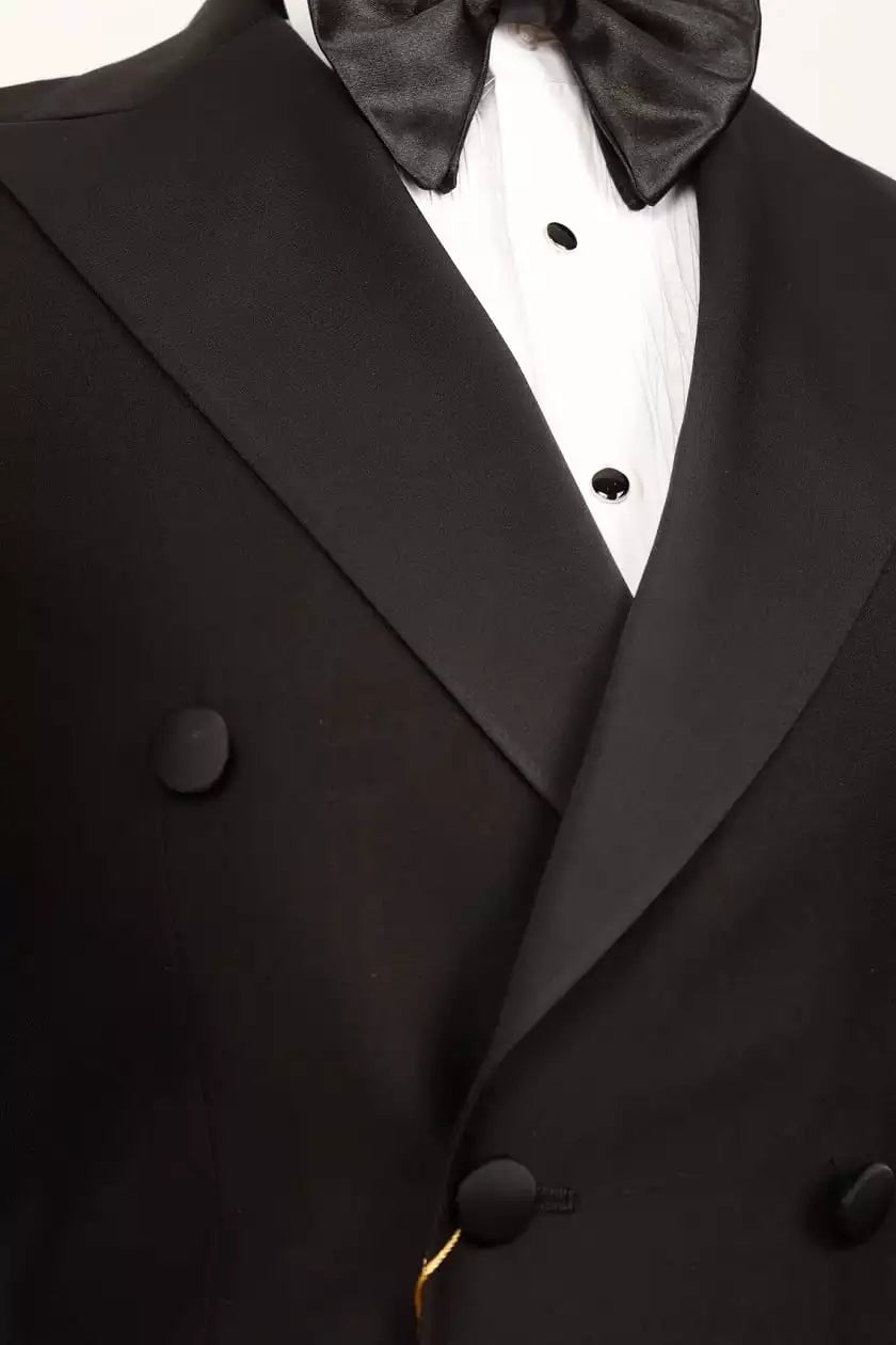 Murrin Mens Black Peak Lapel Double Breasted Dinner Tuxedo