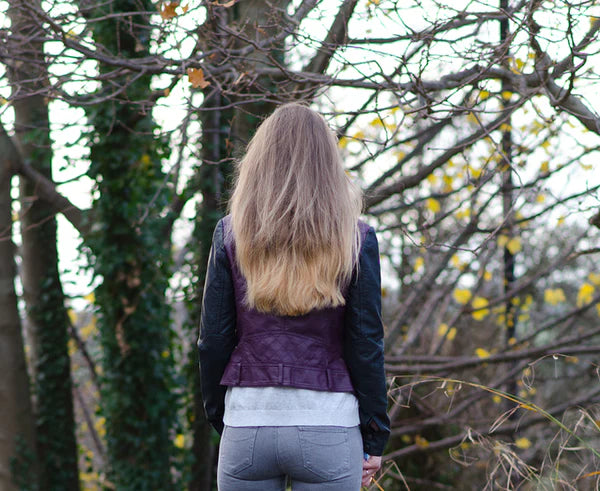 Women's Multi Color Quilted Leather Jacket | Black & Purple Combination Women's Multi Color Quilted Leather Jacket | Black & Purple Combination Max Jackets