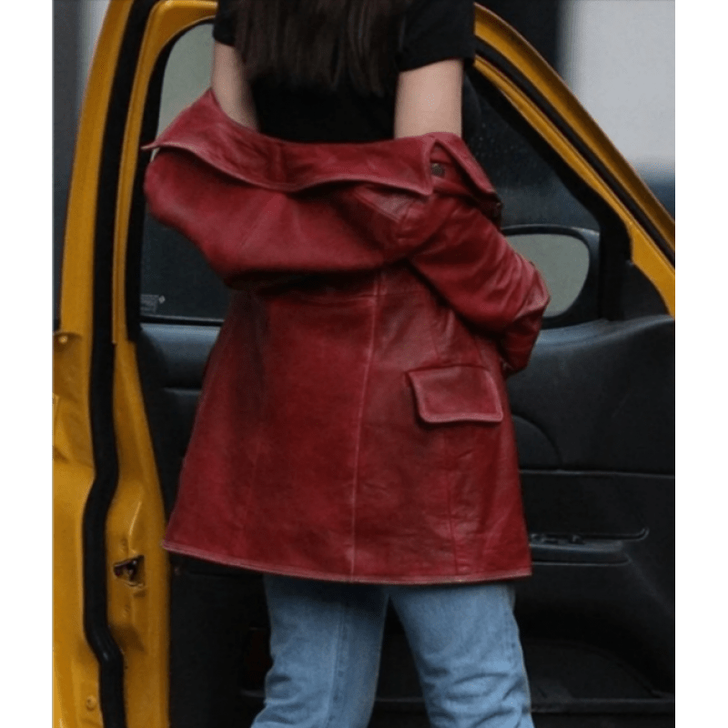 Madame Web Dakota Johnson Leather Peacoat