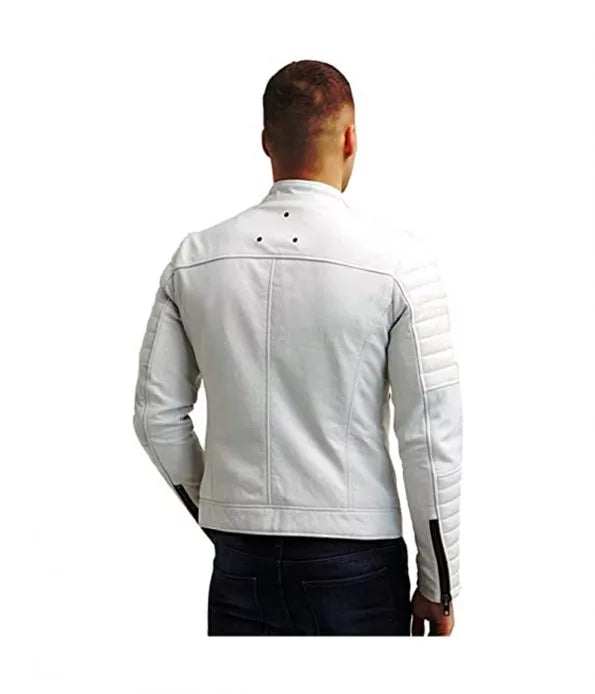 Biker Genuine Leather Men Lambskin White Jacket Biker Genuine Leather Men Lambskin White Jacket Max Jackets
