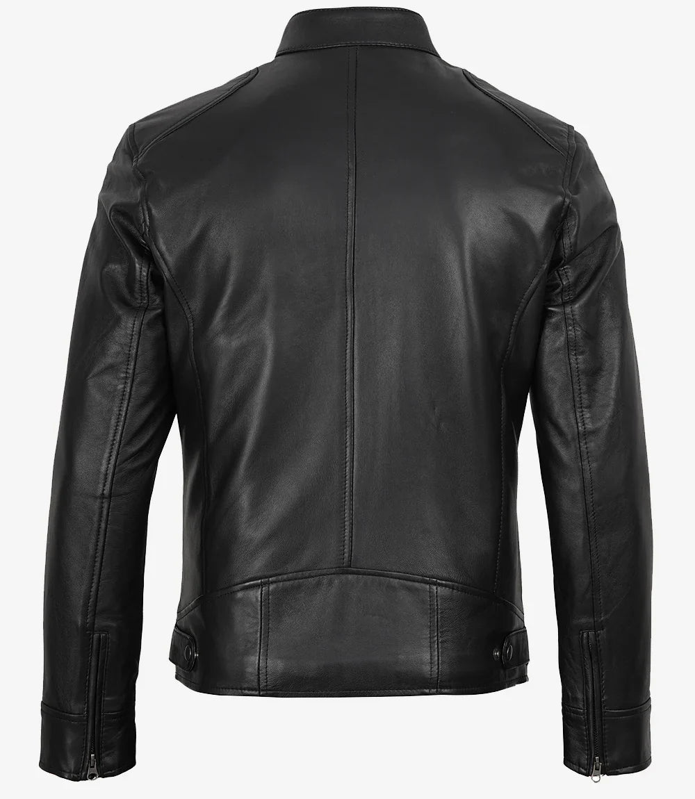 Men's Black Real Lambskin Leather Biker Style Jacket