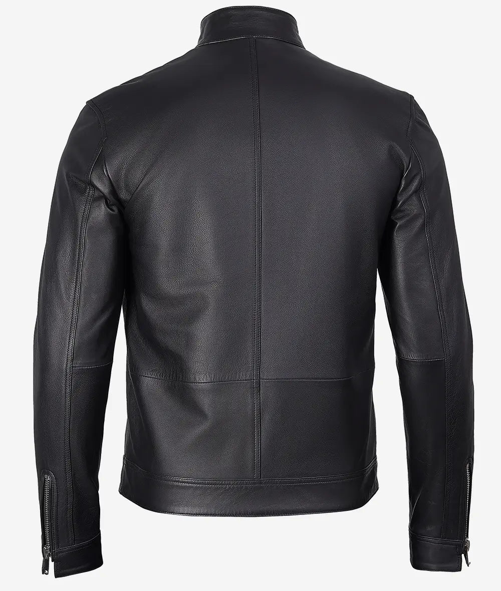 Men's Premium Black Cafe Racer Leather Jacket Max Jackets