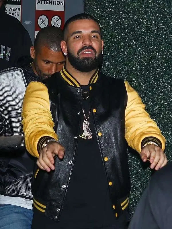 Drake Black and Yellow Varsity Bomber Jacket Max Jackets