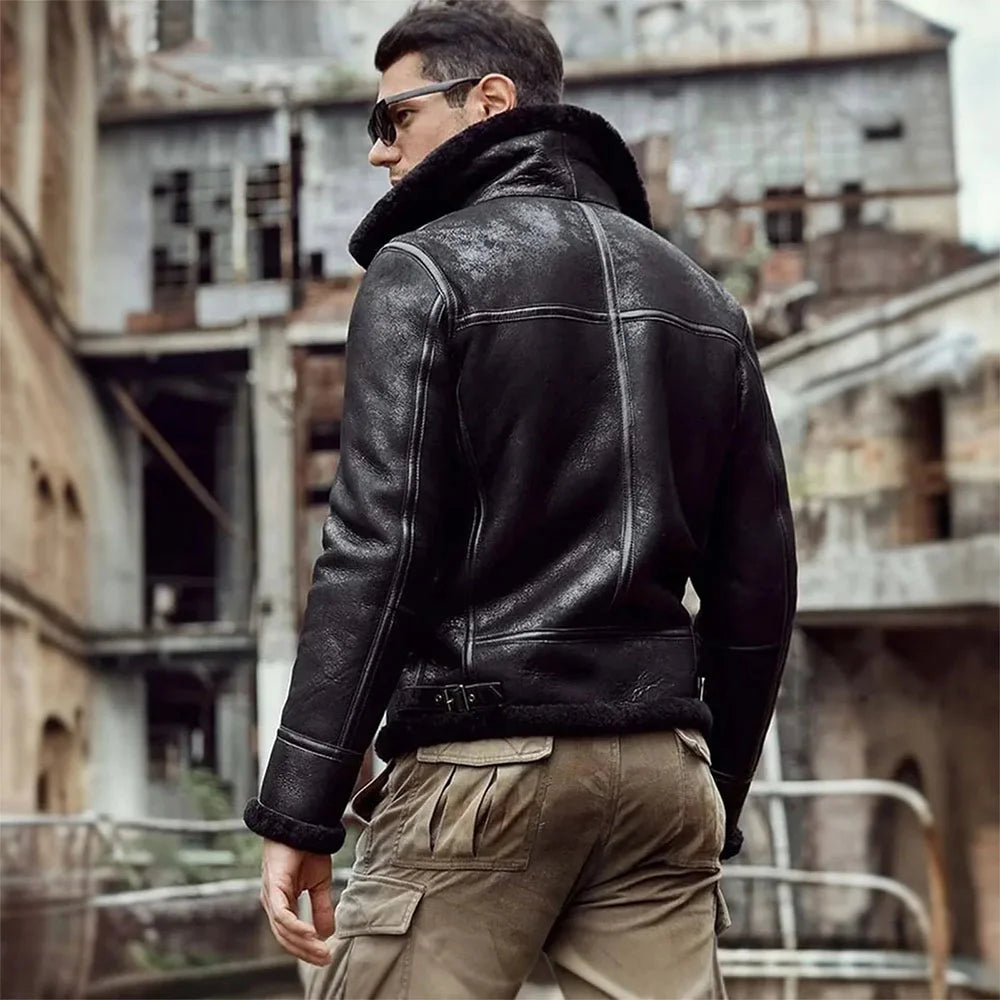 Mens Black Aviator Pilot Sheepskin Shearling B3 Bomber Leather Jacket Mens Black Aviator Pilot Sheepskin Shearling B3 Bomber Leather Jacket Max Jackets