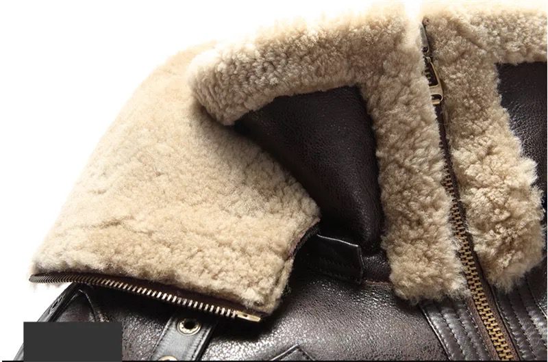 Aviator Pilot Sheepskin Shearling B3 Bomber Leather Jacket