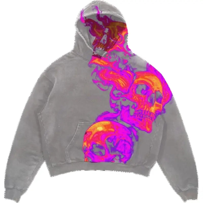 Skully Grey Hoodie Vintage Jacket